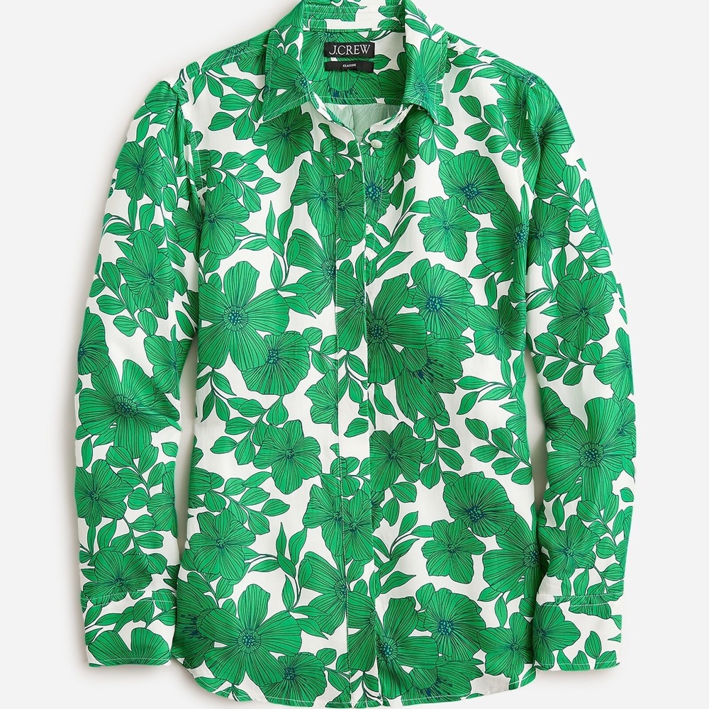 J Crew Classic-fit Cupro-blend Shirt in Greenhouse Floral Print